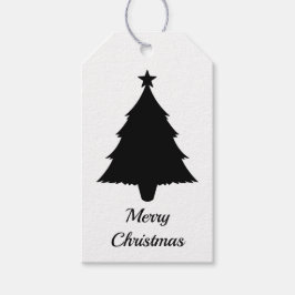 Svartvit, minimalistisk Julgran-form Presentetikett