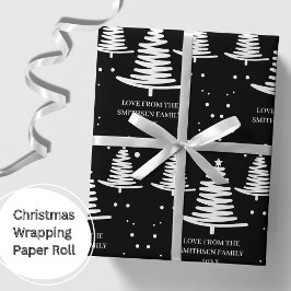 Svartvit minimalistisk Julgranar Presentpapper