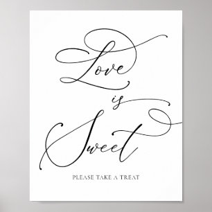 Svartvit minimalistisk Kärlek är Sweet Dessert Pub Poster