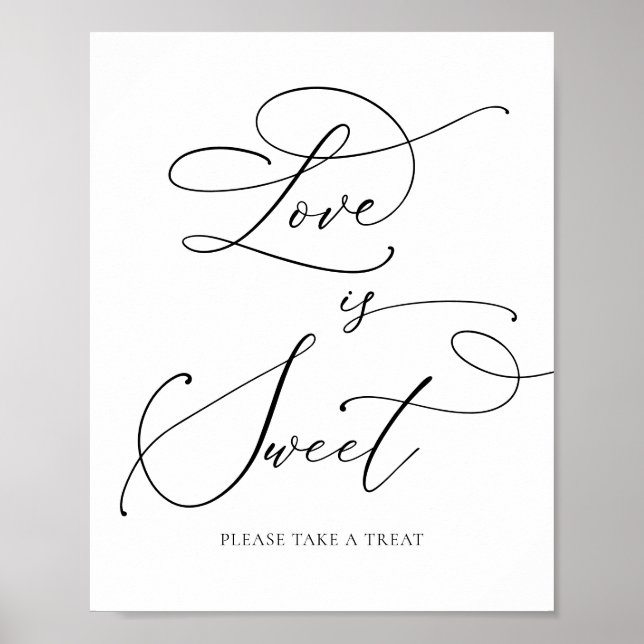 Svartvit minimalistisk Kärlek är Sweet Dessert Pub Poster (Framsidan)