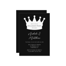 Svartvit, minimalistisk Krona-Förlovningsfest