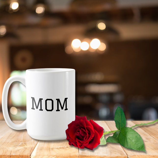 Svartvit, minimalistisk "MAMMA", svart typografi m Kaffemugg (Skapare uppladdad)