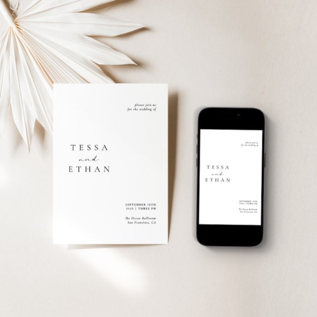 Svartvit, minimalistisk modern Bröllop Inbjudningar (Skapare uppladdad)