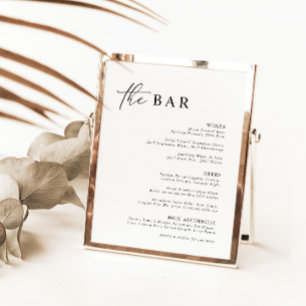 Svartvit minimalistisk modern kalligrafi Pub Menu