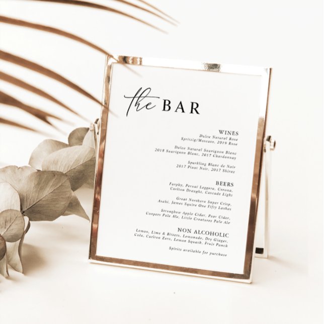 Svartvit minimalistisk modern kalligrafi Pub Menu (Skapare uppladdad)