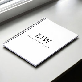 Svartvit, minimalistisk modern Monogram Anteckningsbok