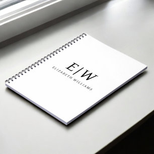 Svartvit, minimalistisk modern Monogram Anteckningsbok