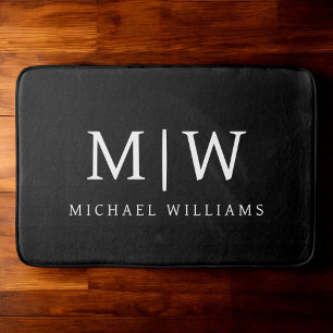 Svartvit, minimalistisk modern Monogram Badrumsmatta