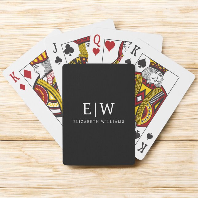 Svartvit, minimalistisk modern Monogram Casinokort (Skapare uppladdad)