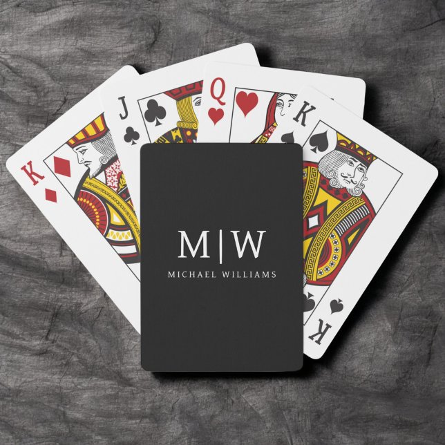 Svartvit, minimalistisk modern Monogram Casinokort (Skapare uppladdad)