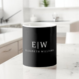 Svartvit, minimalistisk modern Monogram Kaffemugg