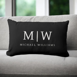 Svartvit, minimalistisk modern Monogram Lumbarkudde