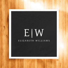 Svartvit, minimalistisk modern Monogram Pappersservett