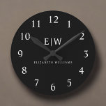 Svartvit, minimalistisk modern Monogram Rund Klocka<br><div class="desc">Vi presenterar vår moderna svartvita, minimalistiska monogramsamling: Enkelhet och sofistikering med våra minimalistiska utformningar, böjda för att sakta lyfta upp stil. Den här samlingen är skapad med ett stort öga för modern estetik och har en elegant svart och vit design som förstärks av monogram för personlig. Från chic till mångsidiga...</div>