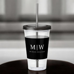 Svartvit, minimalistisk modern Monogram Take Away Mugg
