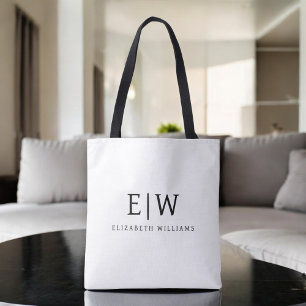 Svartvit, minimalistisk modern Monogram Tygkasse