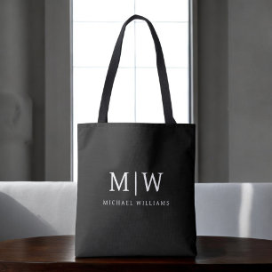 Svartvit, minimalistisk modern Monogram Tygkasse