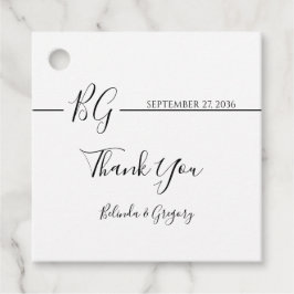 Svartvit, minimalistisk Monogram Bröllop Gåvor Etiketter