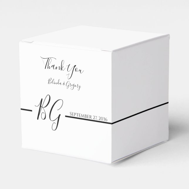Svartvit, minimalistisk Monogram Bröllop Presentaskar (Framsidan Sidan)
