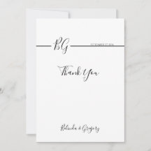 Svartvit, minimalistisk Monogram Bröllop