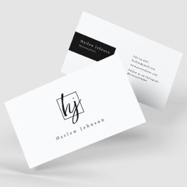 Svartvit minimalistisk monogram Initialer Visitkort