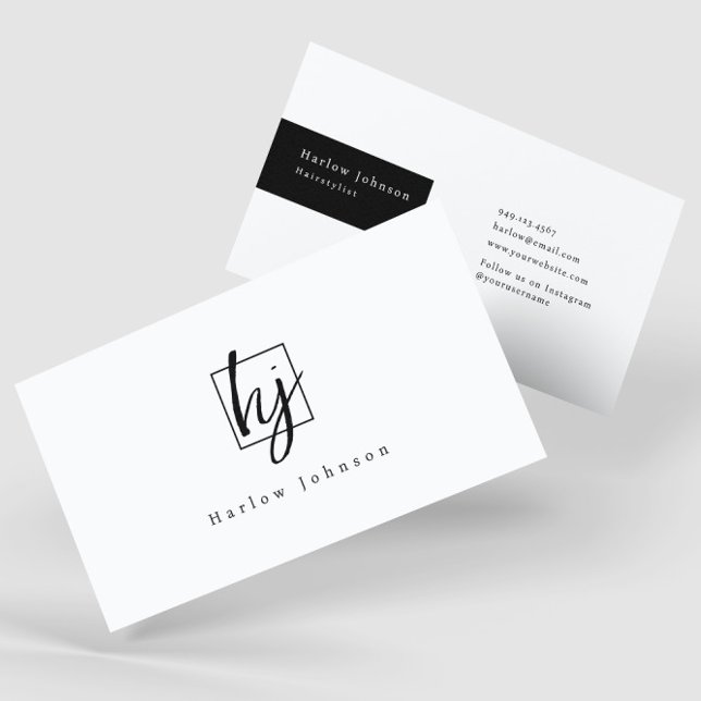 Svartvit minimalistisk monogram Initialer Visitkort (Skapare uppladdad)