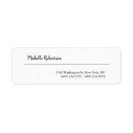 Svartvit, minimalistisk Personlig Returadress Etikett