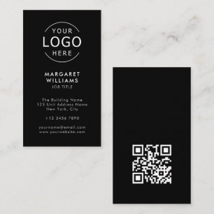 Svartvit, minimalistisk Professionell för QR-kod i Visitkort