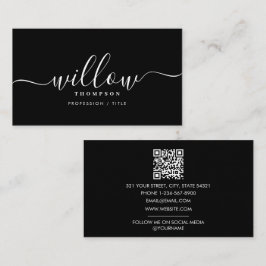Svartvit, minimalistisk QR-kod för skript Visitkort