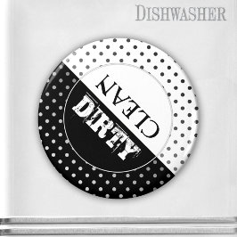 Svartvit minimalistisk Retro Dishwasher Magnet