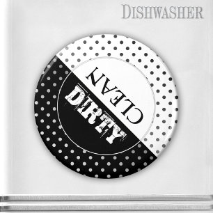 Svartvit minimalistisk Retro Dishwasher Magnet