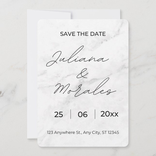 Svartvit, minimalistisk spara datuminbjudan spara datumet (Framsida)