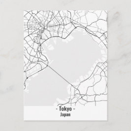 Svartvit, minimalistisk Tokyo City Vykort
