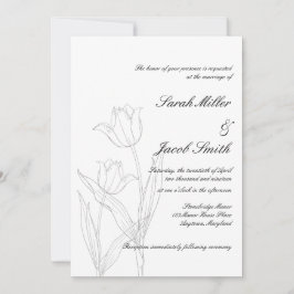 Svartvit minimalistisk Tulip Bröllop Inbjudningar