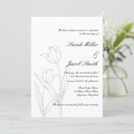 Svartvit minimalistisk Tulip Bröllop Inbjudningar