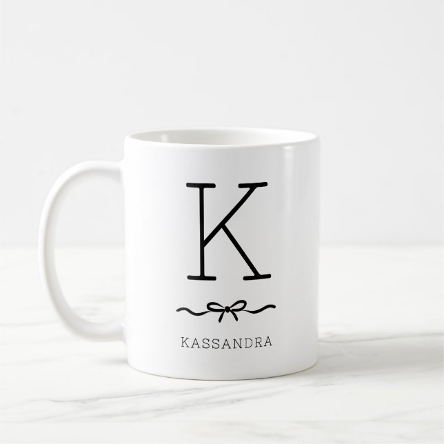 Svartvit minimalistisk typografi - ruta Monogram Kaffemugg (Vänster)