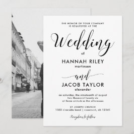 Svartvit, minimalistiskt foto Bröllop Inbjudningar