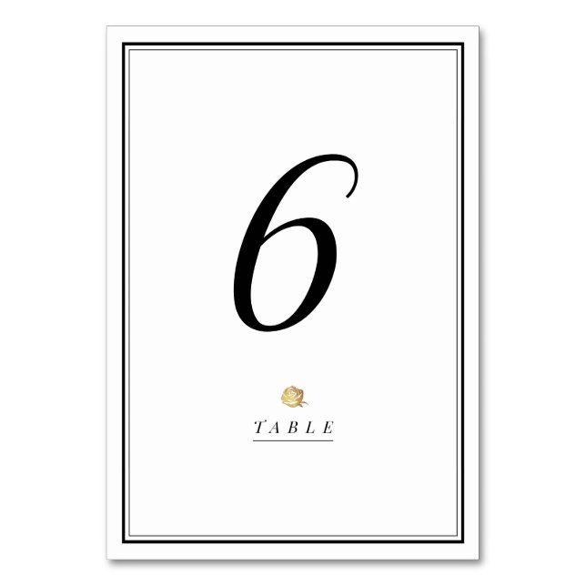 Svartvit minimalistkort bröllop bord bordsnummer (Framsidan)