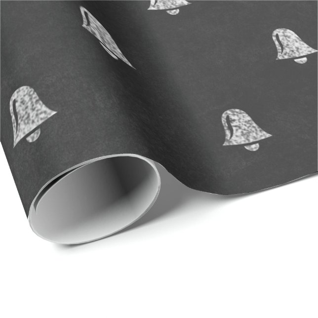 Svartvit, minimalt Klockor-julklapp Presentpapper (Rullad Hörn)