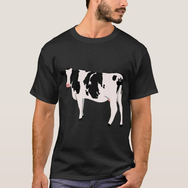 Svartvit Mjölk Cow T Shirt (Framsida)