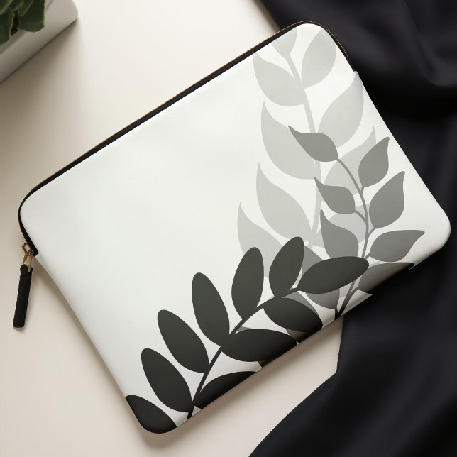 Svartvit Mod Vines Laptop Fodral (Skapare uppladdad)