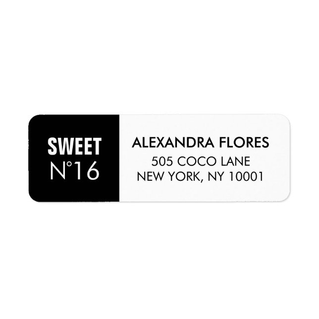 Svartvit Mode-sötare 16 Returadresser Returadress Etikett (Framsidan)