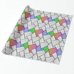 Svartvit Modern Abstrakt Linjer Mönster Presentpapper