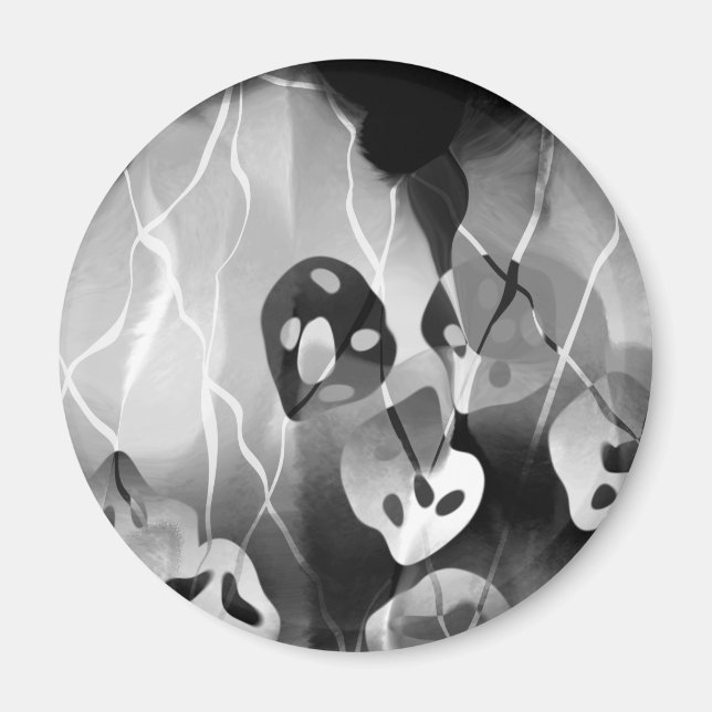 Svartvit modern Abstrakt Magnet (Framsidan)