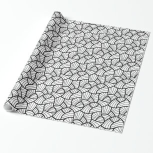 Svartvit, modern Abstrakt Swirls Mönster Presentpapper