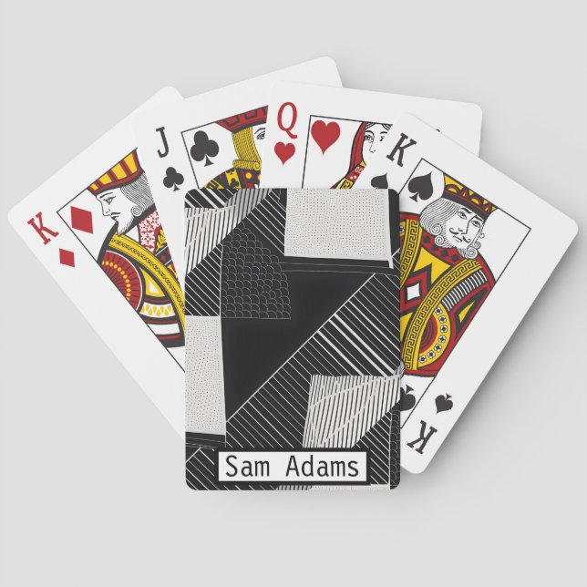 Svartvit modern blandad geometri casinokort (Baksidan)