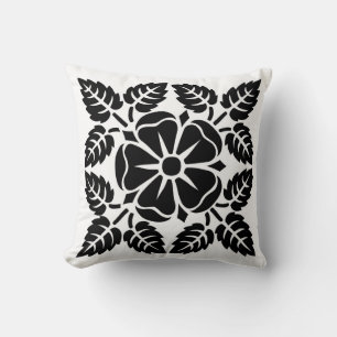 Svartvit modern Blommönster Pillow Kudde