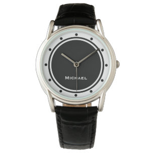 Svartvit modern chic enkel Minimalist Armbandsur