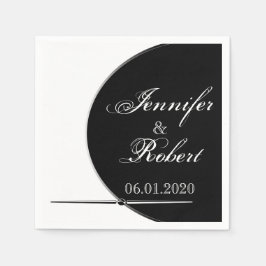 Svartvit modern cirkel Posh Bröllop Napkins Pappersservett
