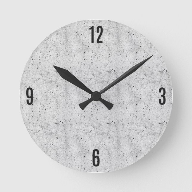 Svartvit Modern Conreta Mönster Rund Klocka (Framsida)